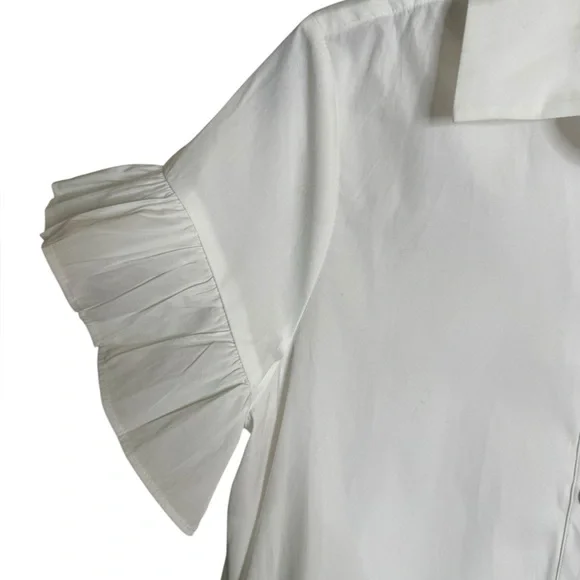 NWT J. Crew Amelia Ruffle Hem Shirt Dress S White Poplin BR461 size Small - Picture 4 of 9